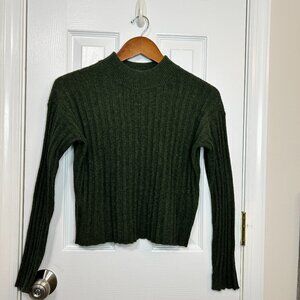 Madewell Dark Green Ribbed Turtleneck Sweater